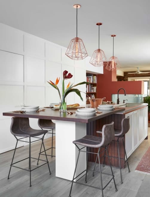 Kitchen island built-in table