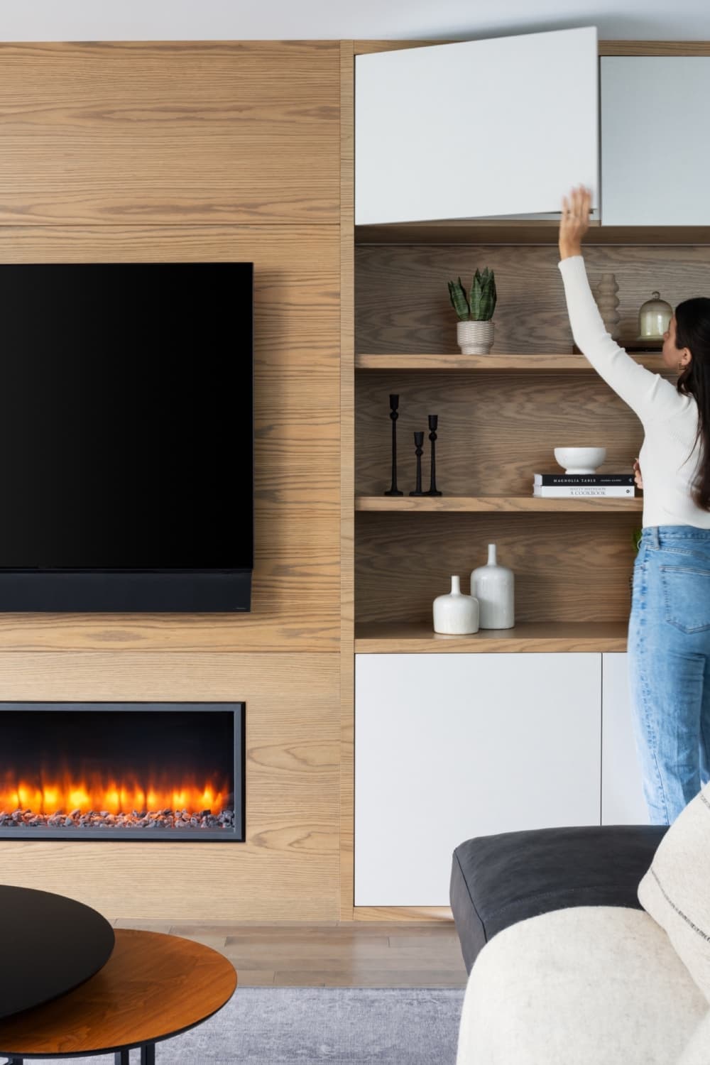 Millwork and fireplace