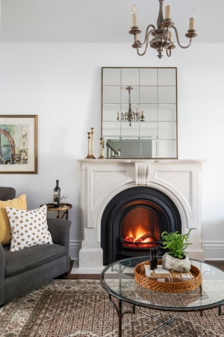 Living room fireplace