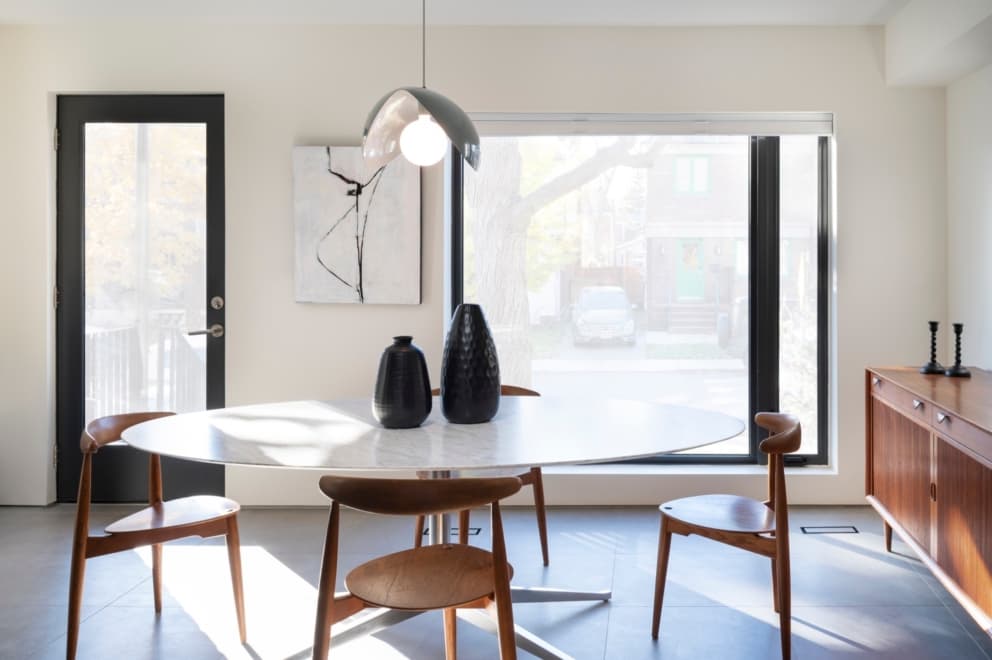 Dining room table with no shortage of natural light
